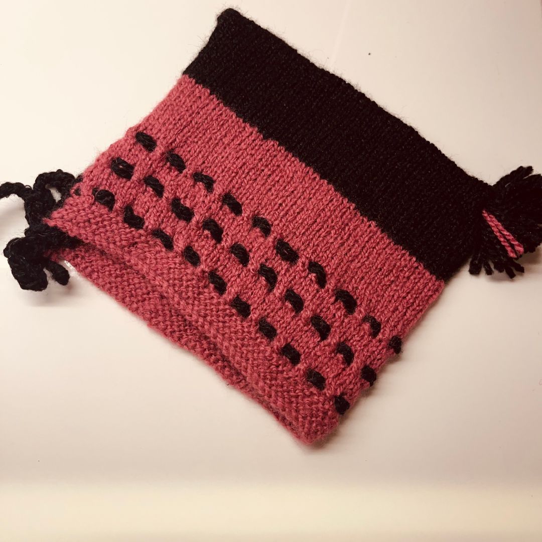 Pink & Black hand-knitted soft woollen infant set