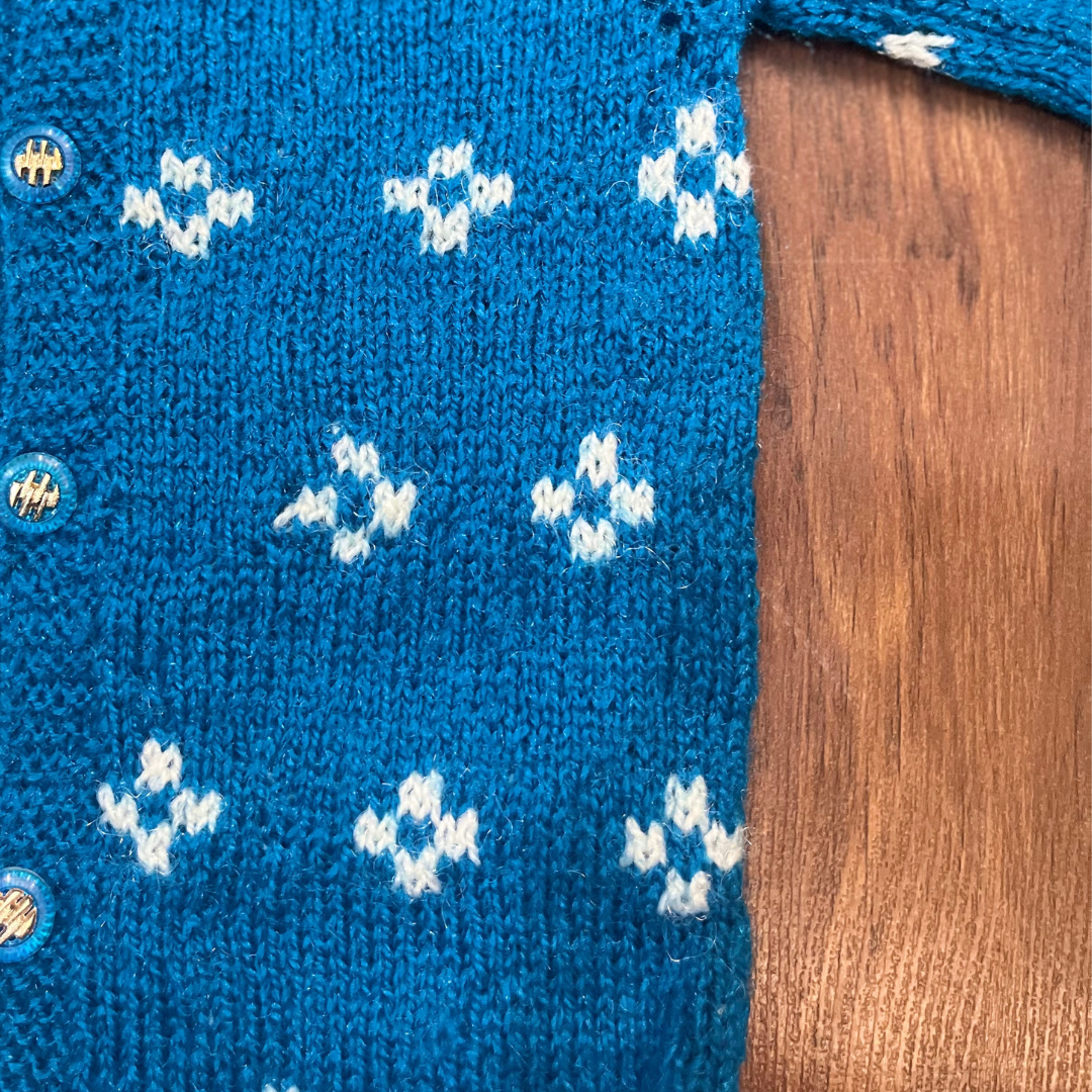 Deep Blue hand-knitted three piece soft woollen infant set