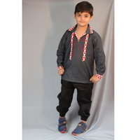 Thumbnail for Basic Blue Cotton Laycra Denim Designer Full Shirt For Boys