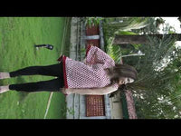 Red & White Cotton Block Print One Side Kaftan Top for Women