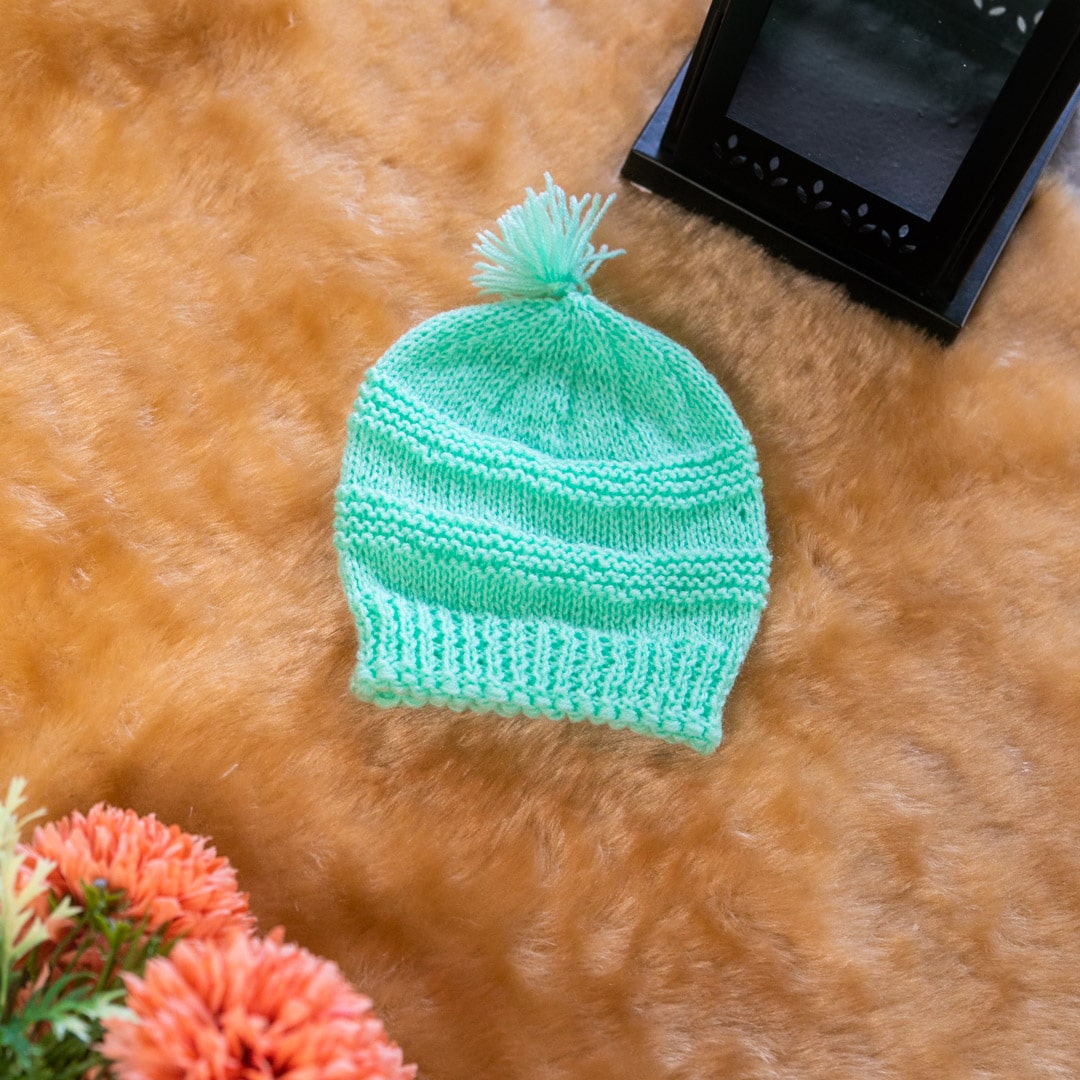 Mint Green Hand-Knitted Three Piece Soft Woollen Infant set