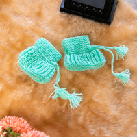 Thumbnail for Mint Green Hand-Knitted Three Piece Soft Woollen Infant set