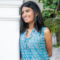 Thumbnail for Pastel Blue Hand Block Printed Night Suit - thesaffronsaga
