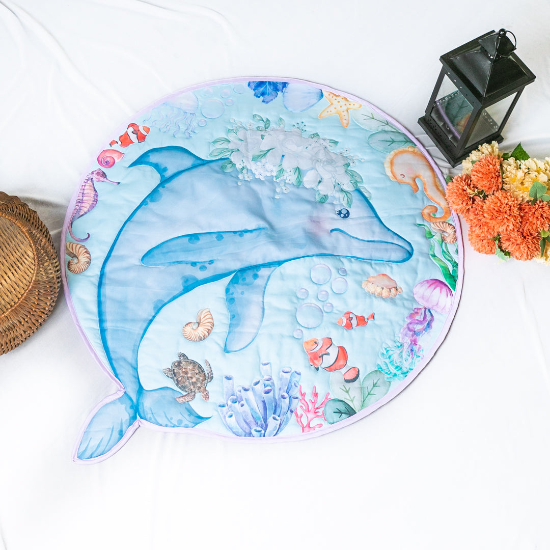 Aqua Theme Quilted Baby Play Mat