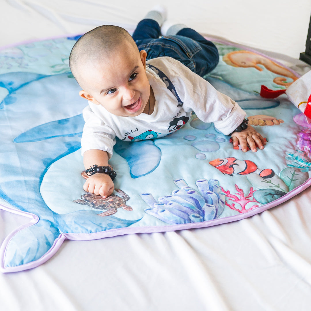 Aqua Theme Quilted Baby Play Mat