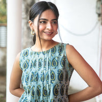 Thumbnail for Indigo Pausley Sleeveless Lounge Set - thesaffronsaga
