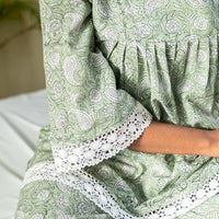Thumbnail for Grey Green Block Print Lounge Set - thesaffronsaga