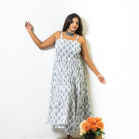Thumbnail for White and Black Monochrome Cotton Hand Block Print Flared Kurta Sharara Co-Ord Set for Women
