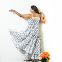 Thumbnail for White and Black Monochrome Cotton Hand Block Print Flared Kurta Sharara Co-Ord Set for Women