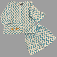 Thumbnail for Embroidered White and blue chevron Block print Unisex Co-ord Set