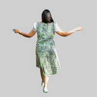 Thumbnail for Apple Green White Cotton Dress With Pockets For Women