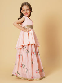 Thumbnail for Pink Three piece Party Wear Lehnga top set