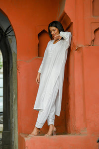 Thumbnail for Juhi - White Soft Cotton Kurta Coord Set