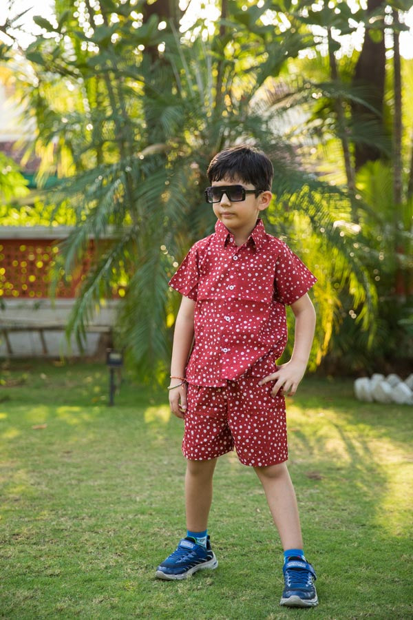 Red Polka Dot Shirt Shorts Boy’s Co-ord Set