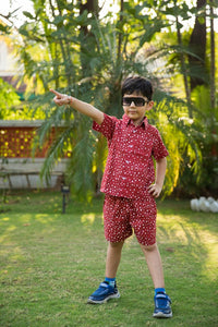 Thumbnail for Red Polka Dot Shirt Shorts Boy’s Co-ord Set