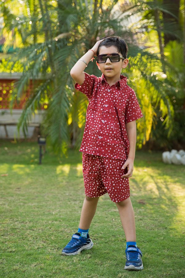 Red Polka Dot Shirt Shorts Boy’s Co-ord Set