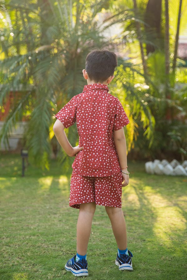 Red Polka Dot Shirt Shorts Boy’s Co-ord Set