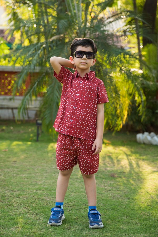 Red Polka Dot Shirt Shorts Boy’s Co-ord Set