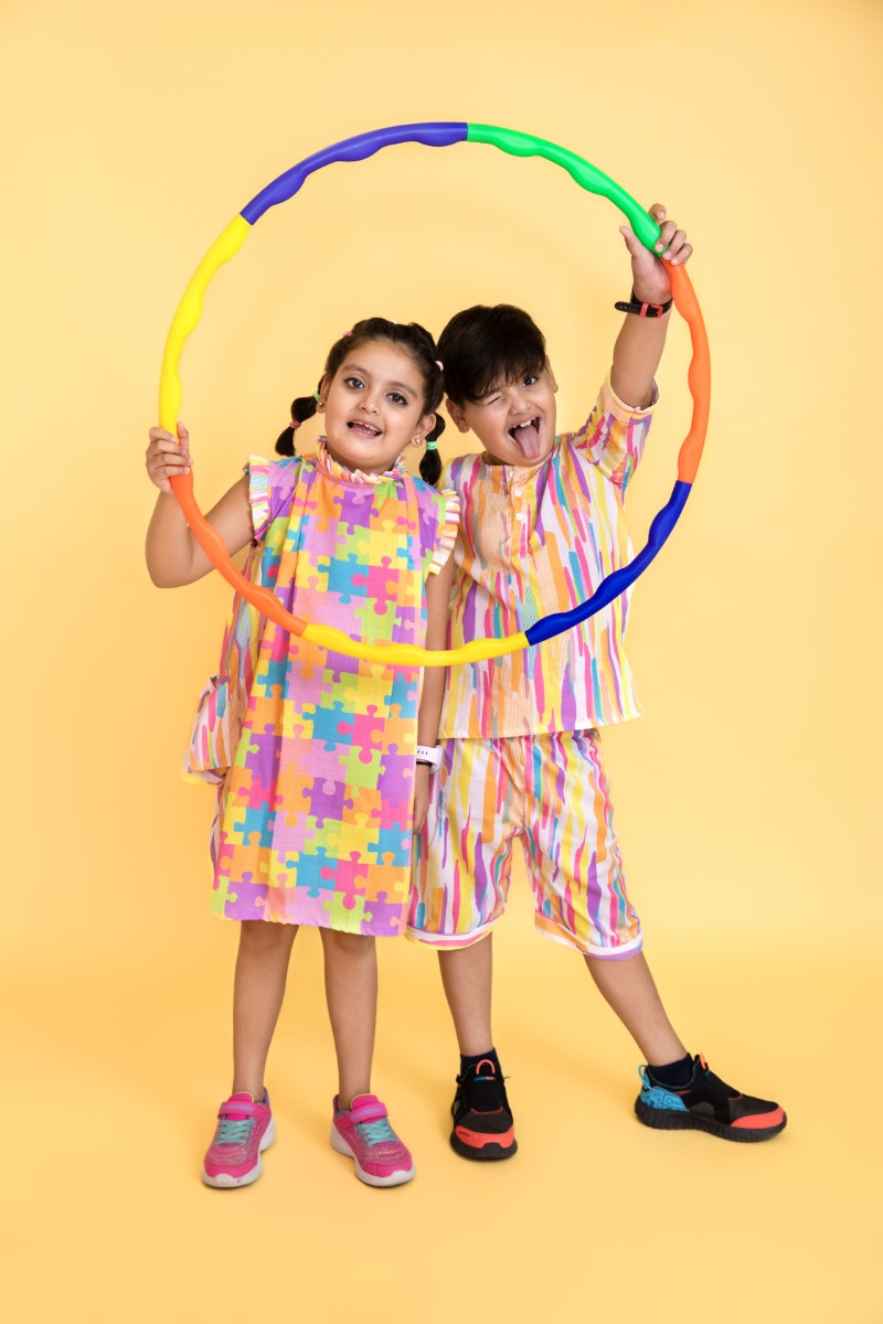 Boy & Girl “Popp”-ins Multicoloured Striped Twinnig Set Duo