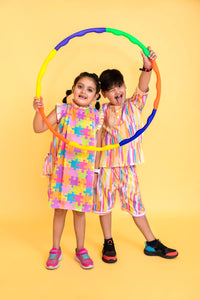 Thumbnail for Boy & Girl “Popp”-ins Multicoloured Striped Twinnig Set Duo