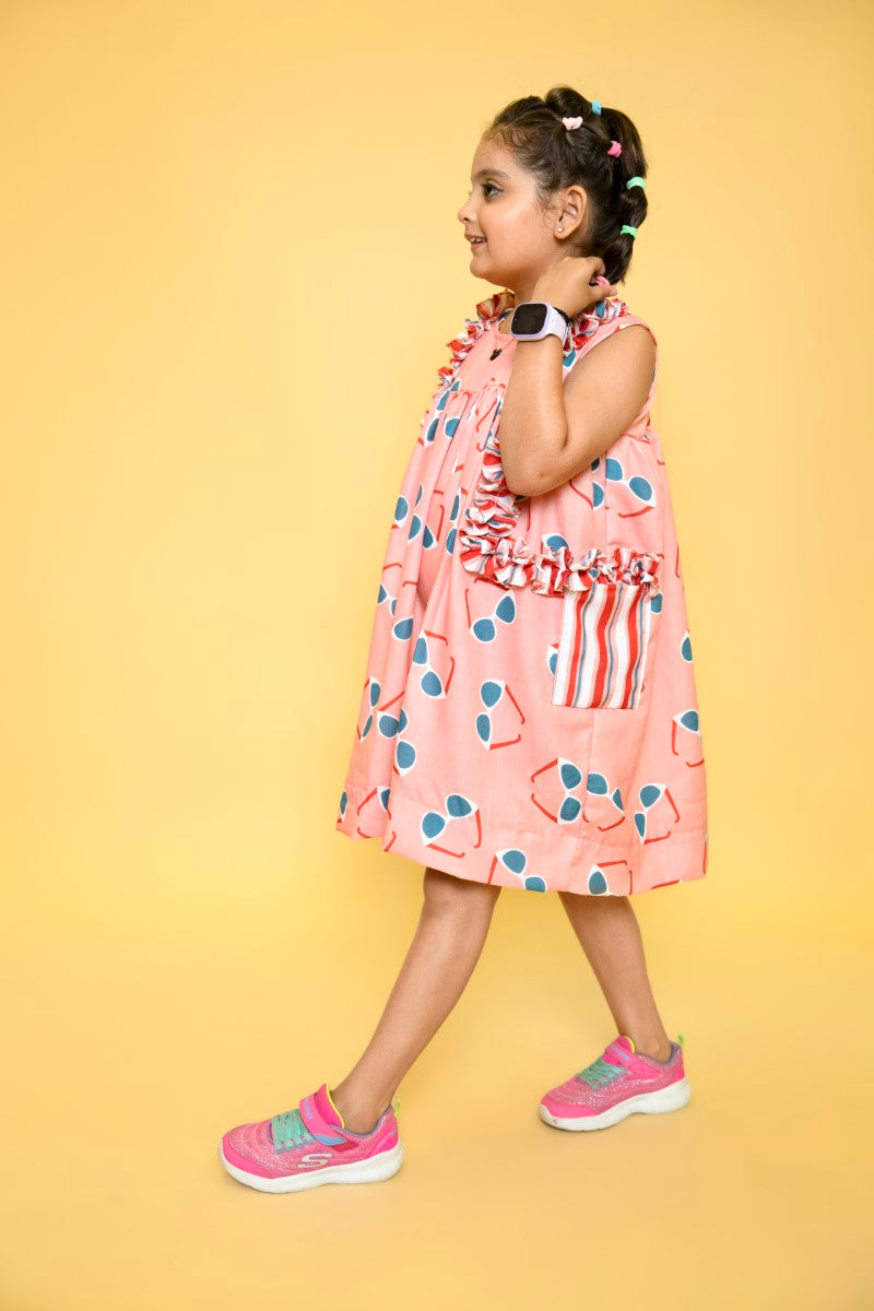 “Popp”-ins Coral & Blue Sunglasses Girls’ Dress