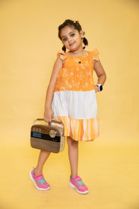 Thumbnail for Popp”-ins Orange Candy Butterfly Sleeveless Dress For Girls