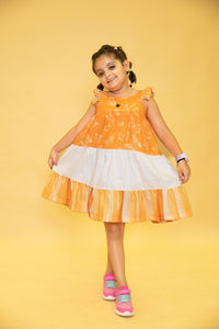 Thumbnail for Popp”-ins Orange Candy Butterfly Sleeveless Dress For Girls