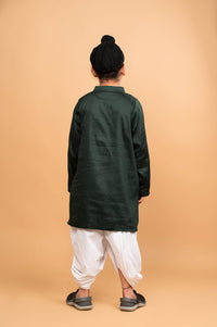 Thumbnail for Green embroidered angrakha kurta dhoti set