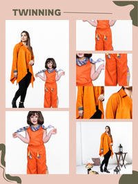 Thumbnail for Mom & Daughter Orange Cotton Twinning Set Duo