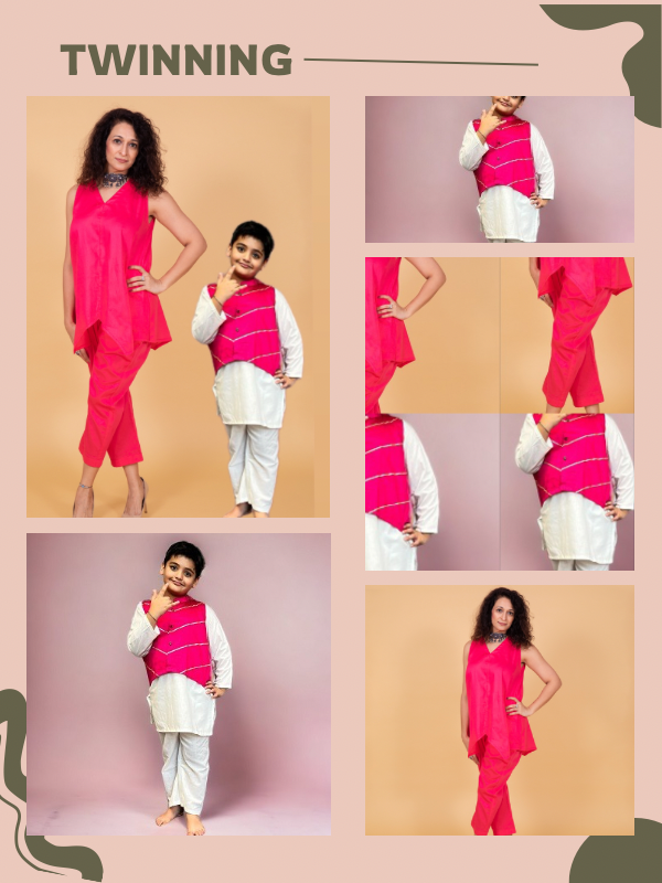 Mom & Son Pink Cotton Twinning Set Duo