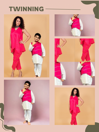 Thumbnail for Mom & Son Pink Cotton Twinning Set Duo