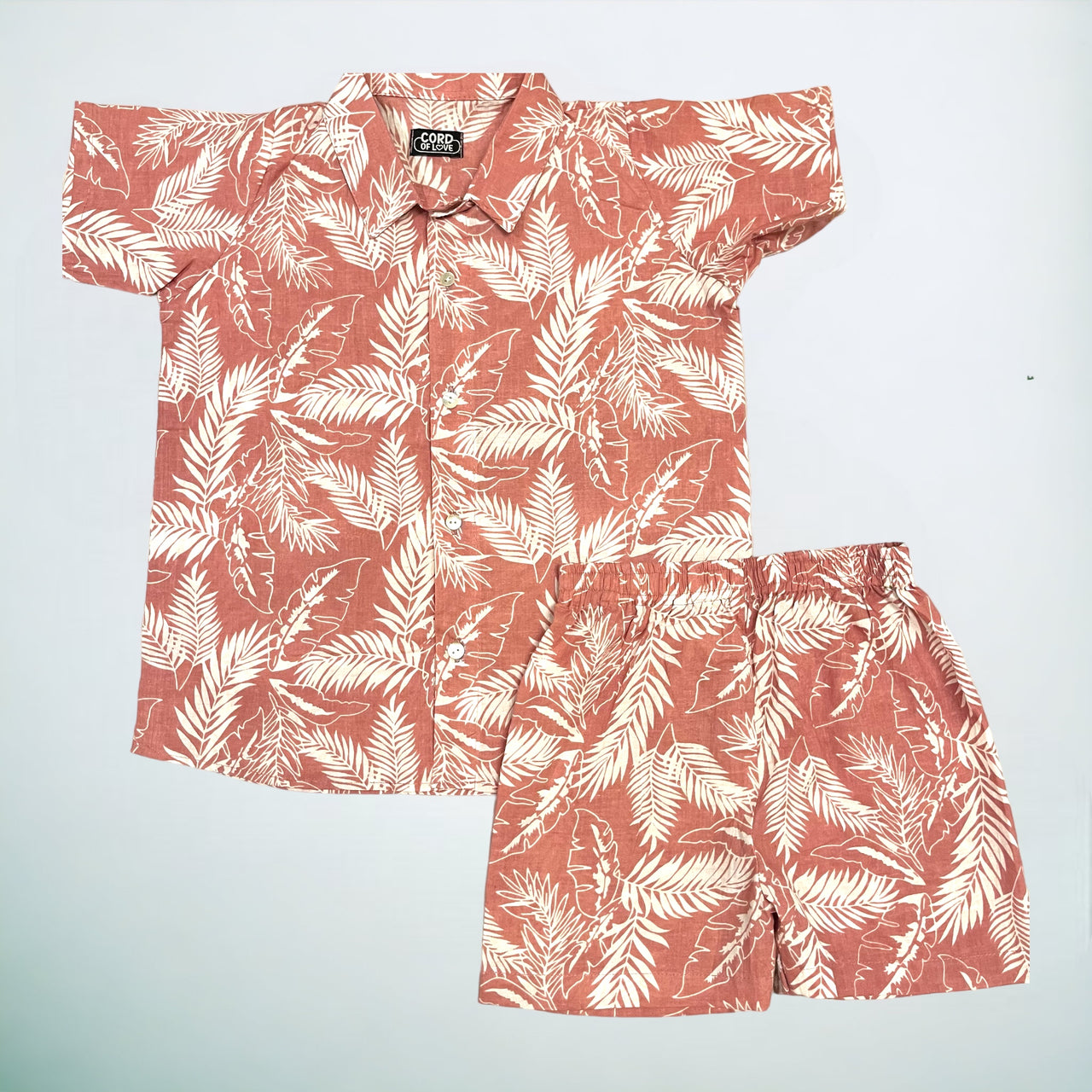 Pink Tropical Forest Print Shirt Shorts Boy’s Co-ord Set