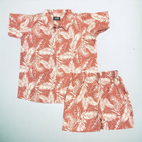 Thumbnail for Pink Tropical Forest Print Shirt Shorts Boy’s Co-ord Set