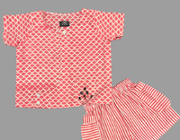 Thumbnail for Pink Scale & Stripes Block Print Cotton Unisex Co-ord Set