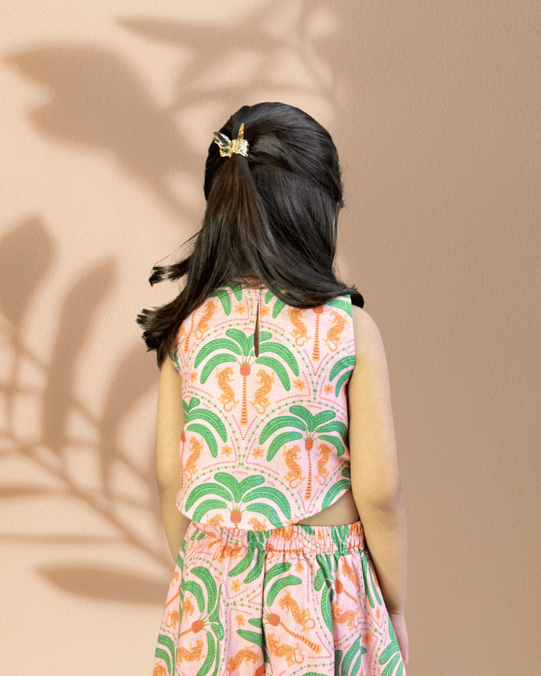 Girls’ Peach & Green Palm Print Coord Set
