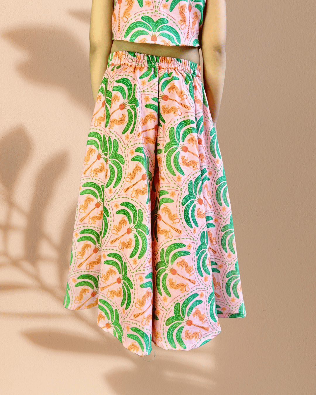 Girls’ Peach & Green Palm Print Coord Set