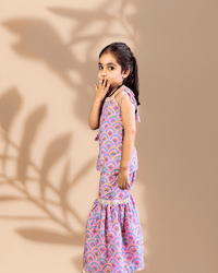 Thumbnail for Girls Pink Digital Print Sharara Set