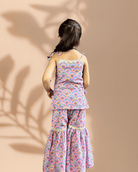 Thumbnail for Girls Pink Digital Print Sharara Set
