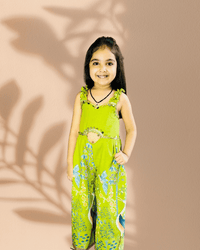 Thumbnail for Girls’ Green Digital Print Jumpsuit