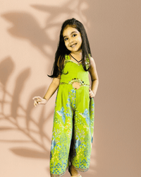 Thumbnail for Girls’ Green Digital Print Jumpsuit