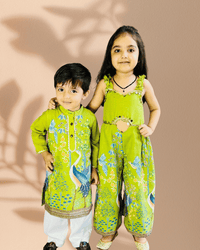 Thumbnail for Girls’ Green Digital Print Jumpsuit