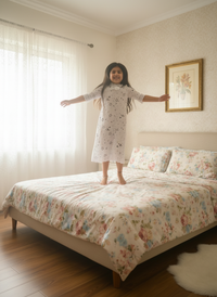 Thumbnail for White Soft Cotton Star Print Nighty For Girl's