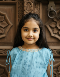 Thumbnail for Sky Blue 2 piece Digital Print Skirt & Top Set For Girls