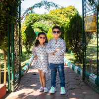 Thumbnail for Boy & Girl Cotton Handblock Red & White Floral Printed twinning set Duo