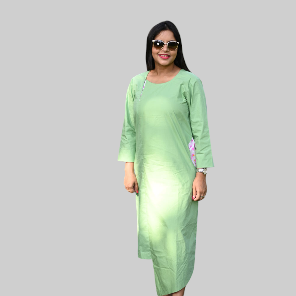Pista Green Uneven Hemline Mid Length Dress for Women