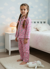 Thumbnail for Pink Bunny Print Unisex Spun Cotton Night Suit