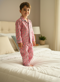 Thumbnail for Pink Bunny Print Unisex Spun Cotton Night Suit