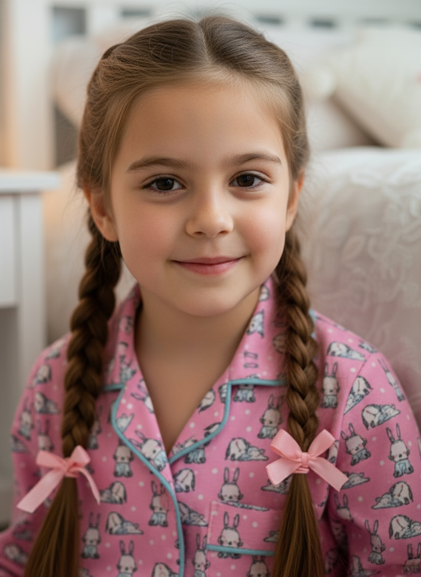 Pink Bunny Print Unisex Spun Cotton Night Suit