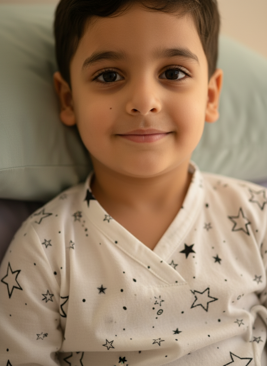 White Soft Cotton Star Printed Nightwear For Boys