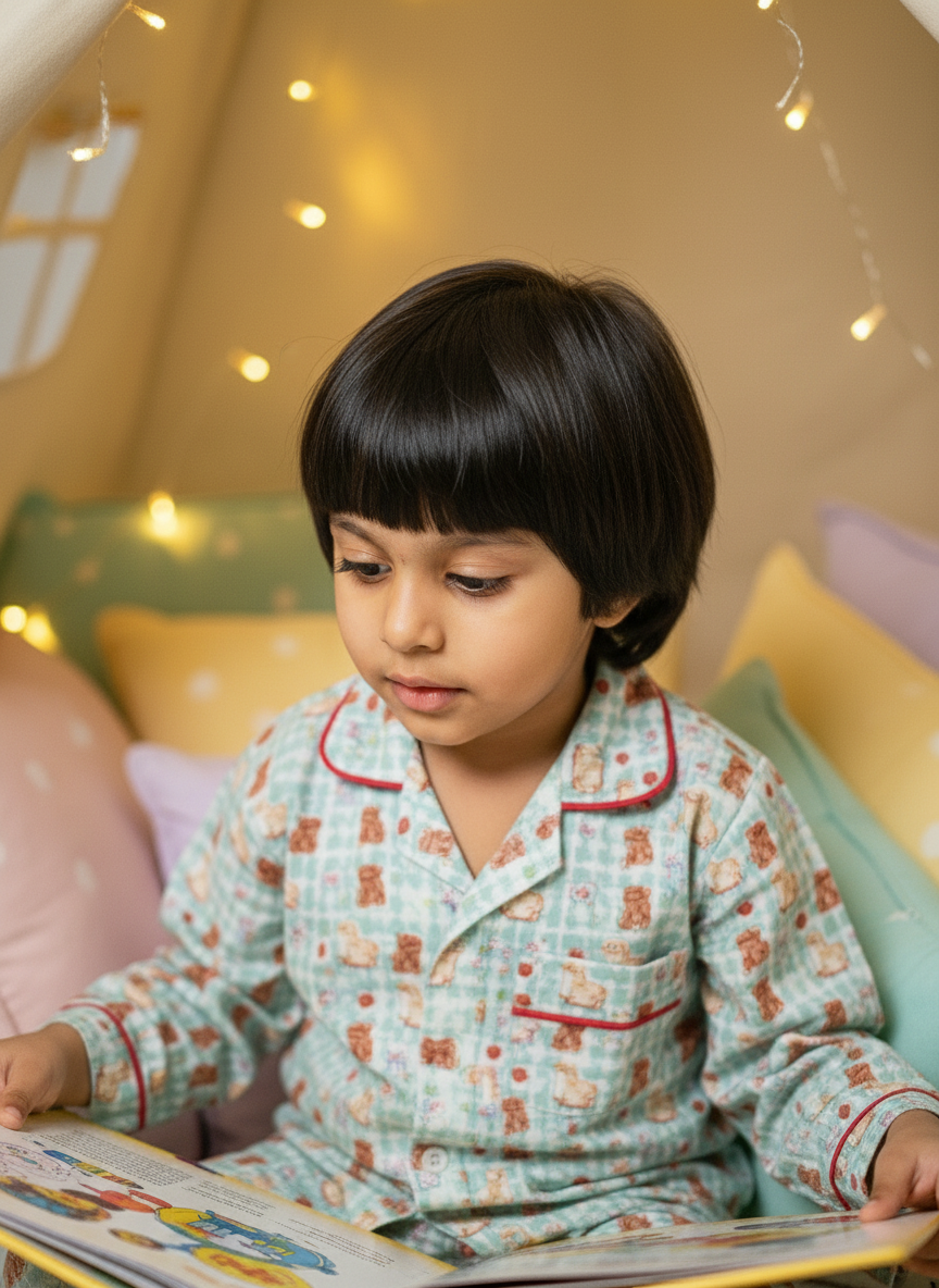 Pista Green Soft Cotton Nightwear For Boys